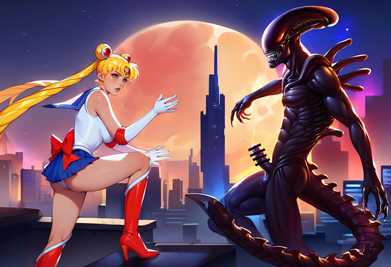 Pixiv - Alien vs Sailor Moon - AI Generated
