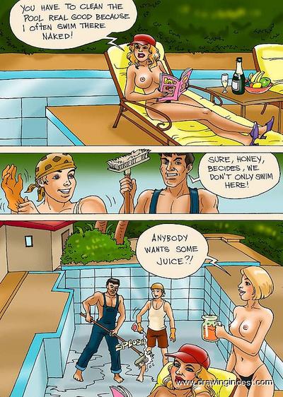 DrawingIncest - Family members please each other near the swimming-pool
