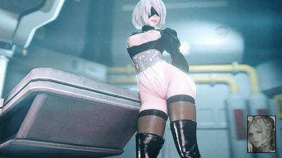 3D Gif Comic with 2B from Nier Automata