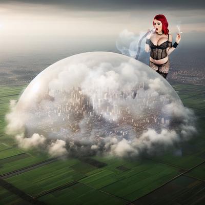 3D Smoking Giantess Art - AI Generated