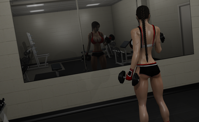 3D Lara Croft Workout at the Gym with Muscular Shemales from Joos3dart