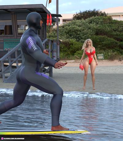 3D Bladoman - Baywatch the adventures of a sexy blonde lifeguard