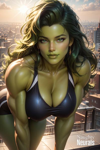 3D NaughtyNeurals - She-Hulk: Tropical Summer [AI Generated]