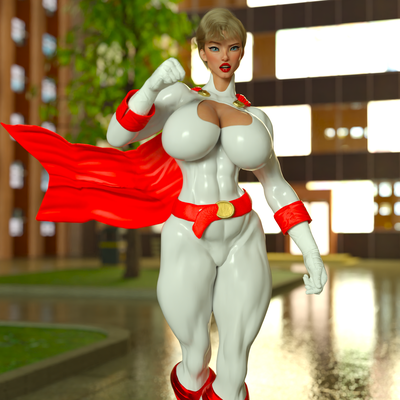 3D Power Girl and Giantess Harley