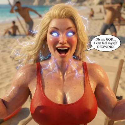 3D Hotty Bays - Expanding Breasts & Bulging Muscles in Swimwear!