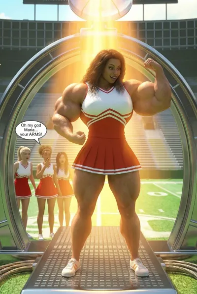 3D Big-Assed Breast Expansion Cheerleaders in Muscleland - 3Dmusclecomics Adventure